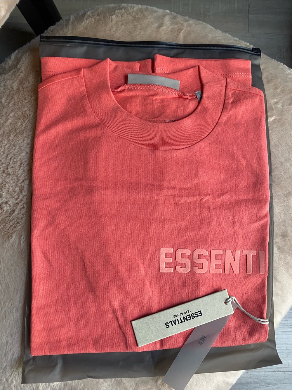 NWT Fear of God Essentials Coral Short Sleeve Tee
